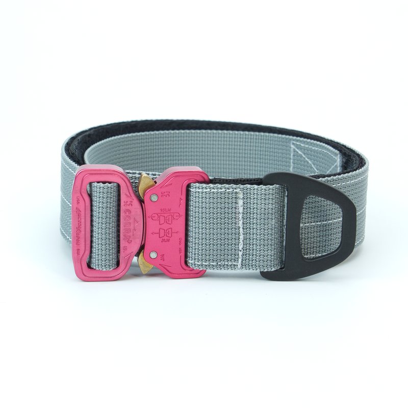 Custom Halsband 40mm Grau G3 52 - 59cm | Schnalle : Cobra Pink