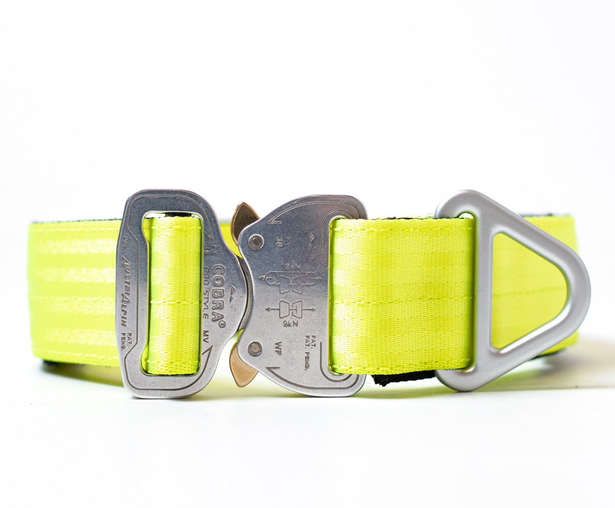 Custom Halsband 40mm Neongelb G5 63 - 83cm | Schnalle : Cobra Oliv