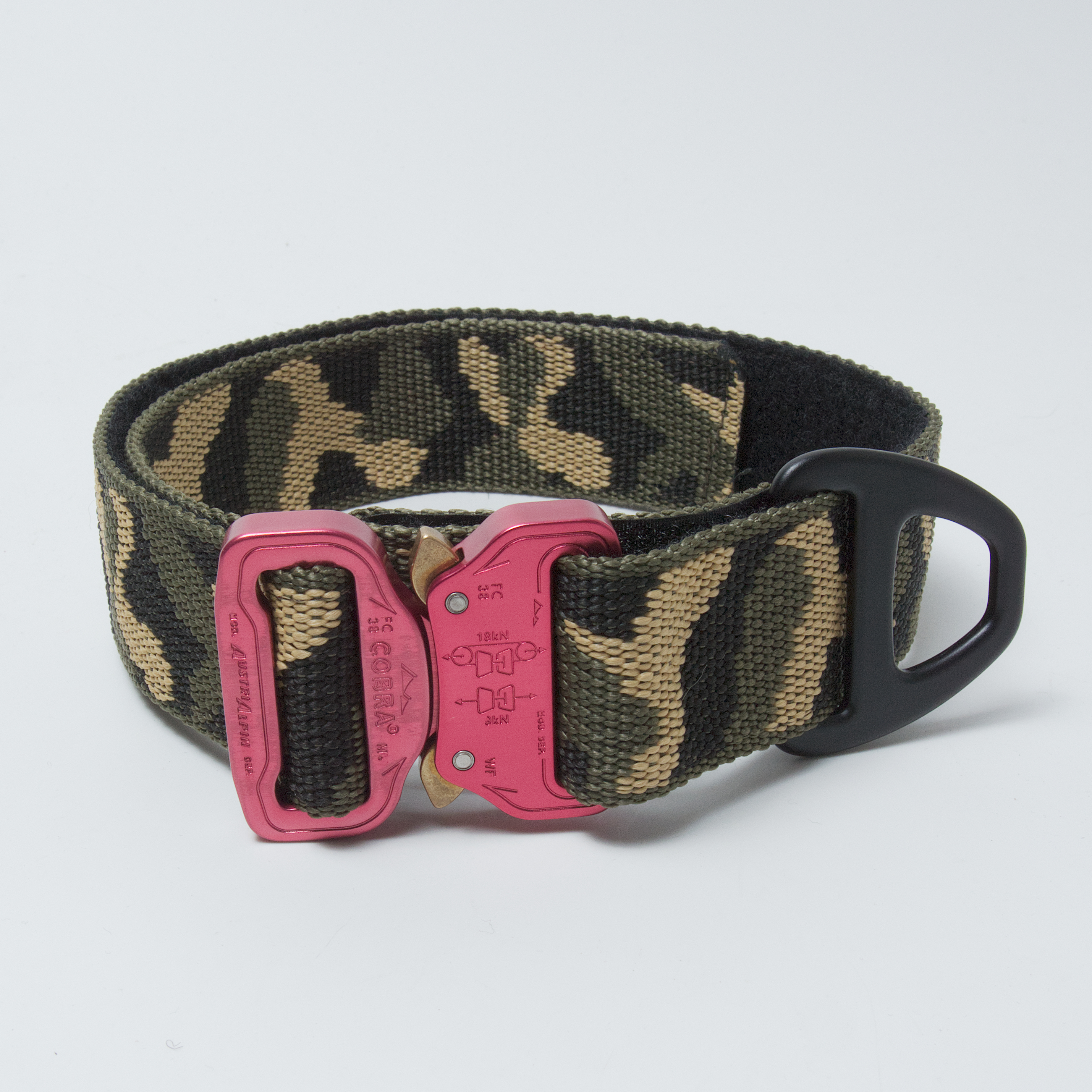 Custom Halsband 40mm Camouflage green G5 63 - 83cm | Schnalle : Cobra Schwarz D Ring