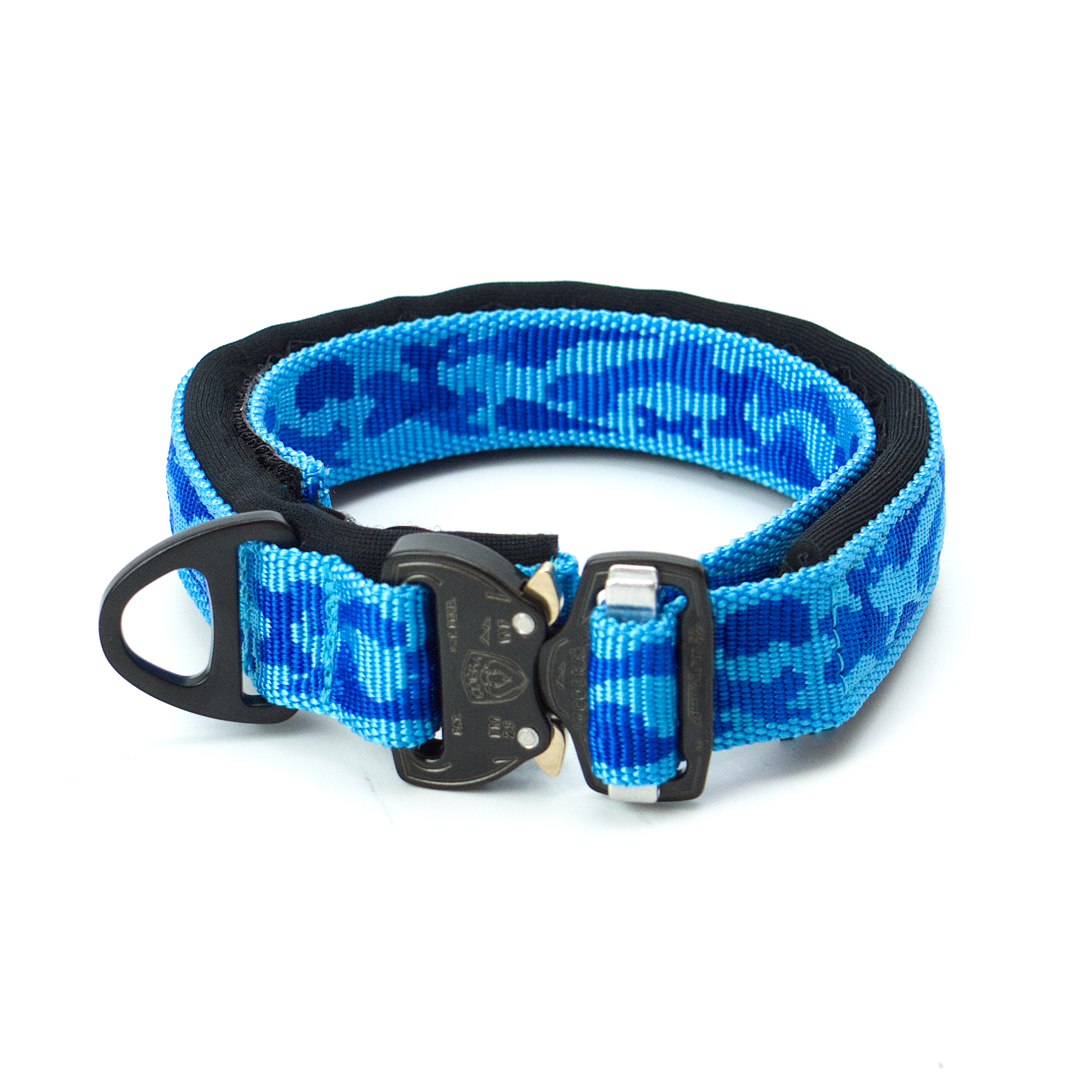 Custom Halsband 25mm Farbe Gurtband : Camo Schwarz/Silber | Grösse : G1 30cm - 40cm