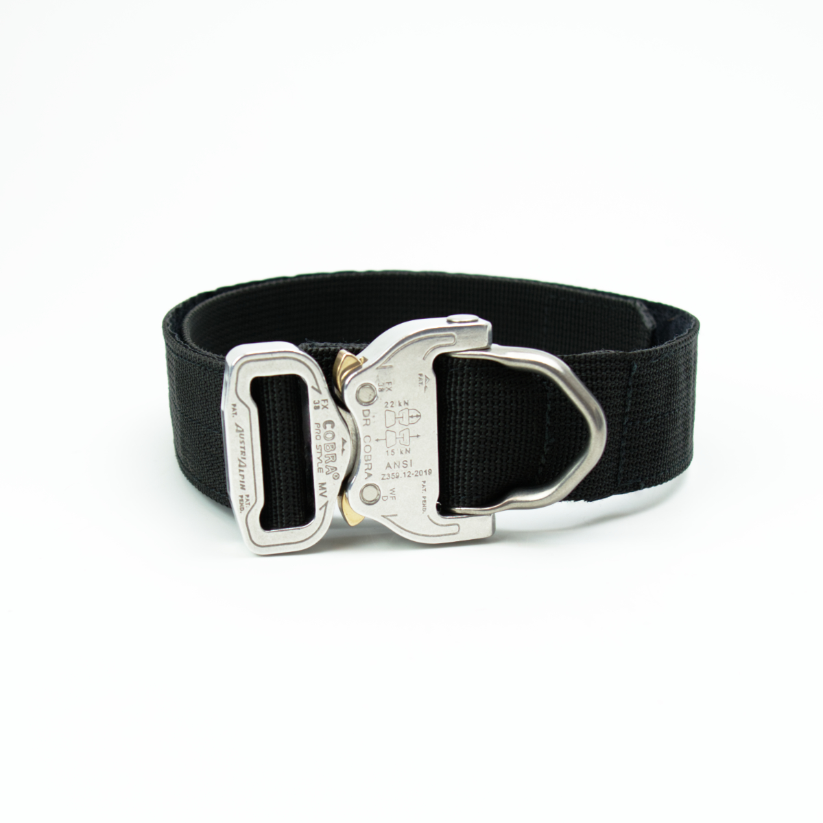 Custom Halsband 40mm Schwarz  G2 46 - 53cm | Schnalle : Cobra Blau