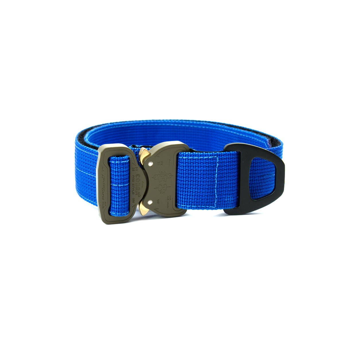 Custom Halsband 40mm Blau G1 38 - 47cm | Schnalle : Cobra Oliv