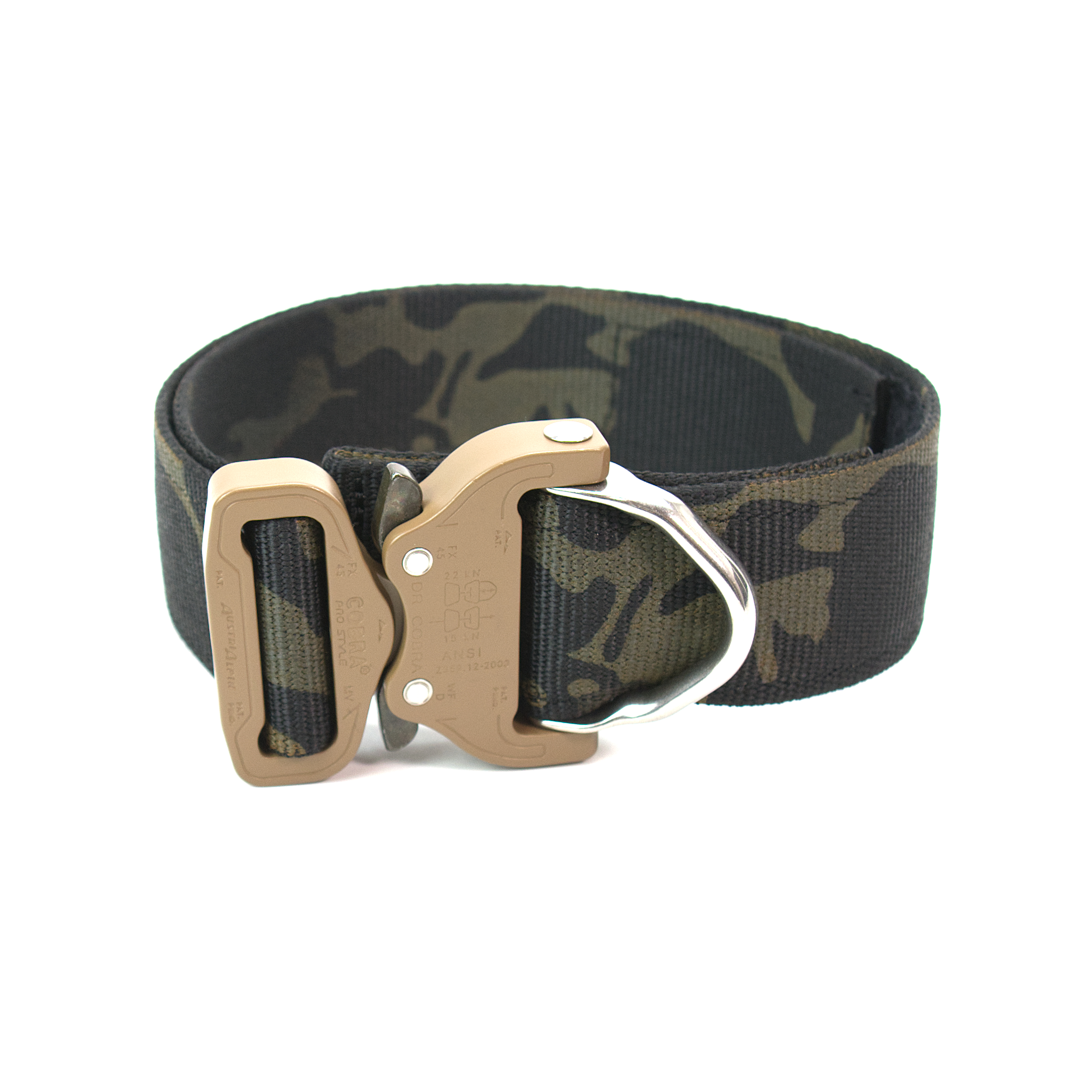 Custom Halsband 45mm Multicam Black G2 46 - 53cm | Schnallen : D Ring Cobra Poliert