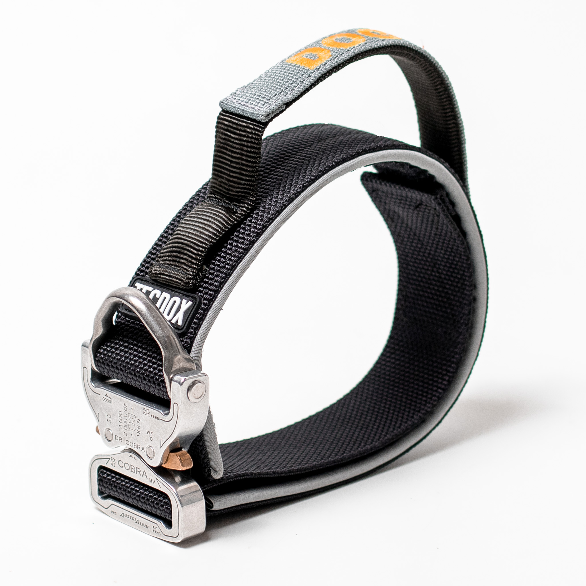DOGWERK Halsband 45mm Black D Ring Cobra polliert Magnetgriff Neopren grau  G4 58 - 65cm