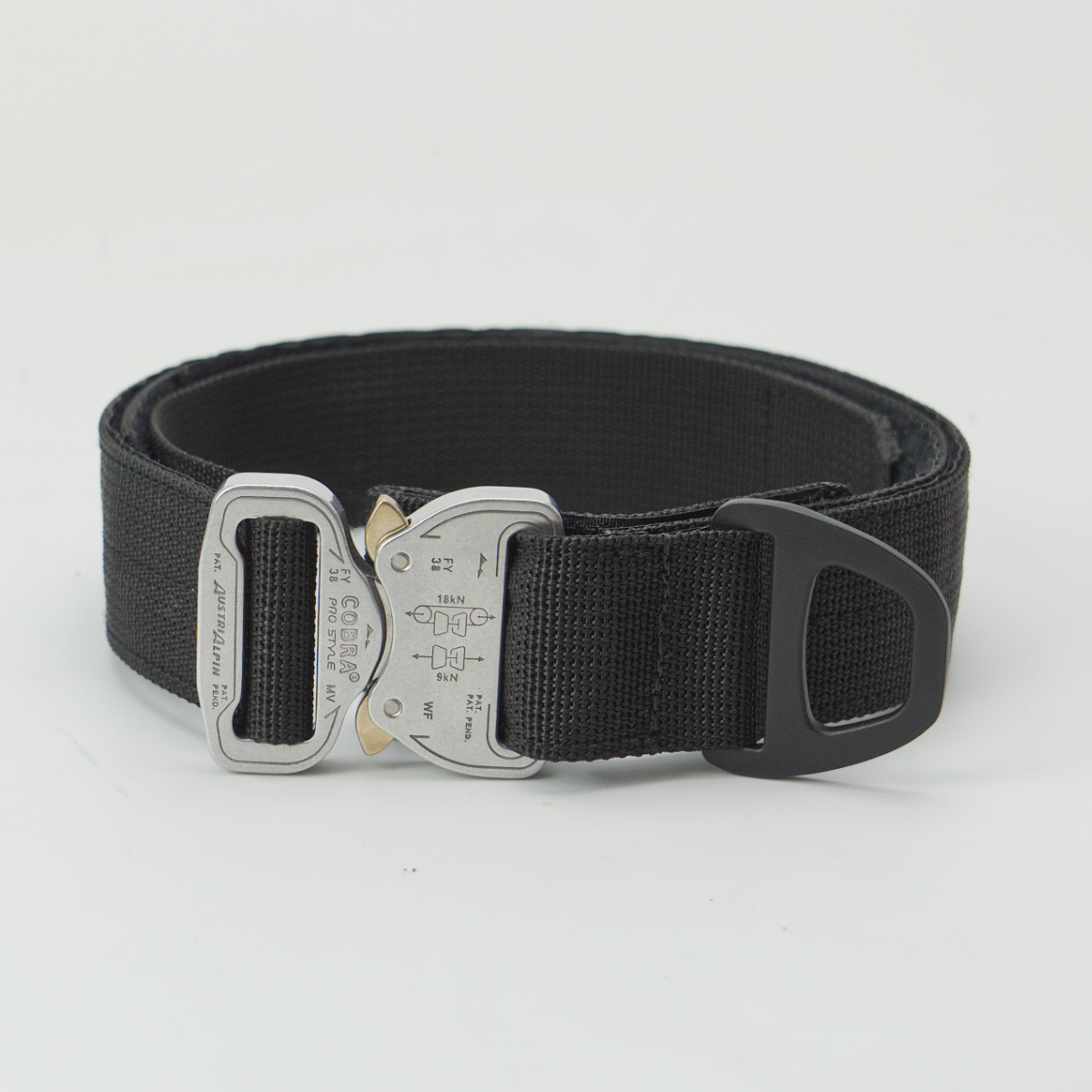 Custom Halsband 40mm Schwarz  G2 46 - 53cm | Schnalle : Cobra Blau